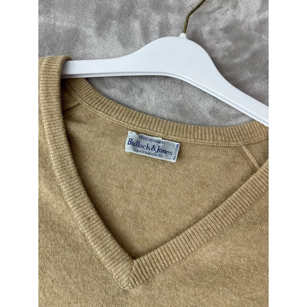 Bullock & Jones Tan 100% Cashmere V-Neck Sweater Vest Made in Scotland Mens S